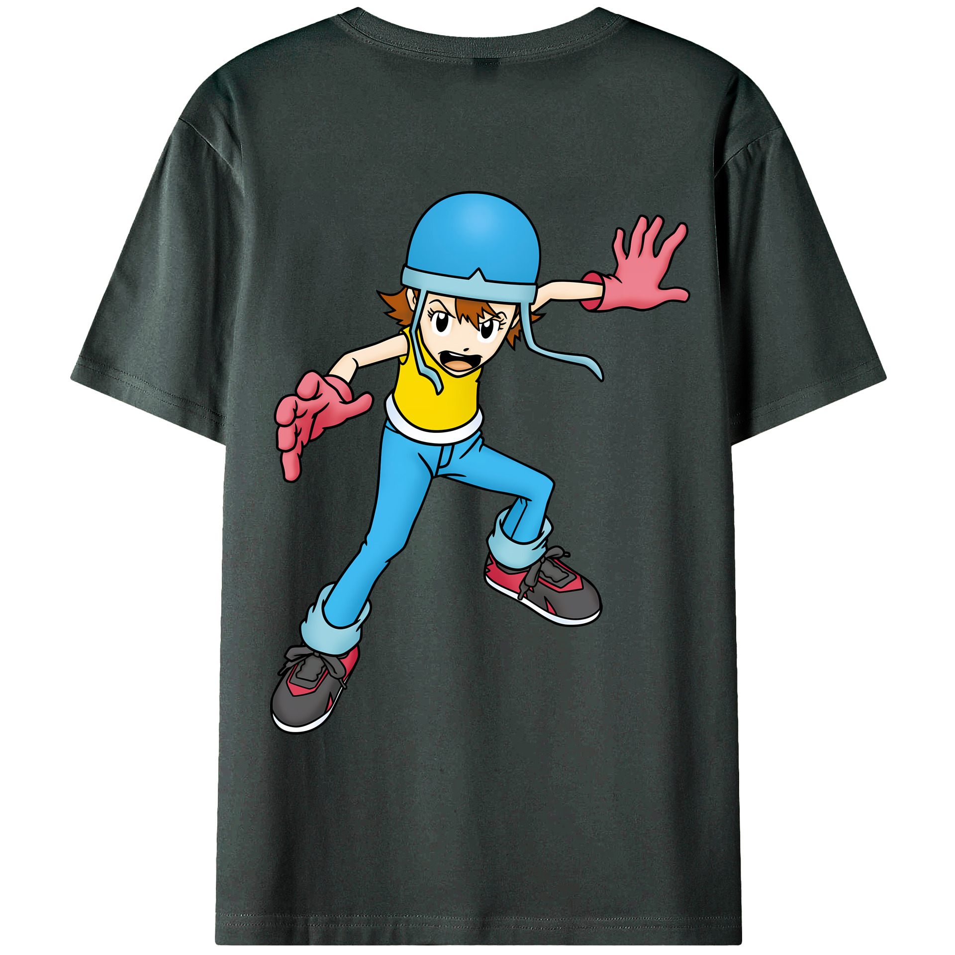 （画像用） Digimon デジタルモンスター/デジモン 綿100％ メンズ半袖Tシャツ（バックプリント） 通気性